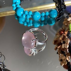 Gem stone ring | Rose Quartz | Sterling Silver | Size 7.5
